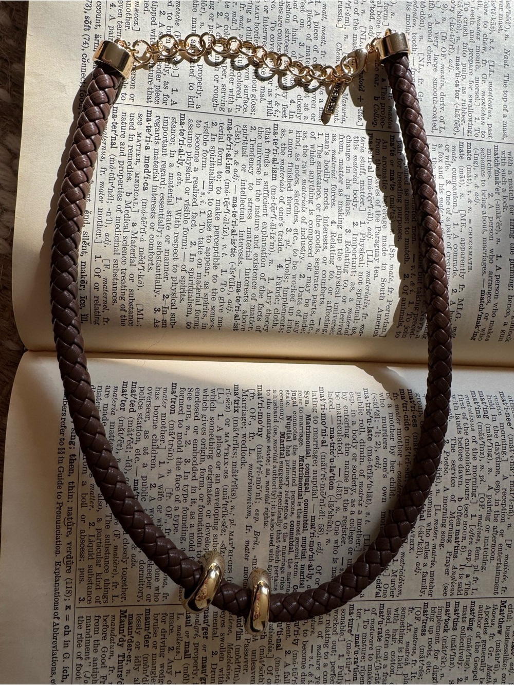 Nine West Brown Braided Necklace with Gold-Tone Accents - Picture 2 of 4
